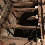 Fundaciones y vigas de piso en restauración. © Claudio Vergara, 2019