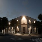 Render Fachada noche. © Aliwen, 2022